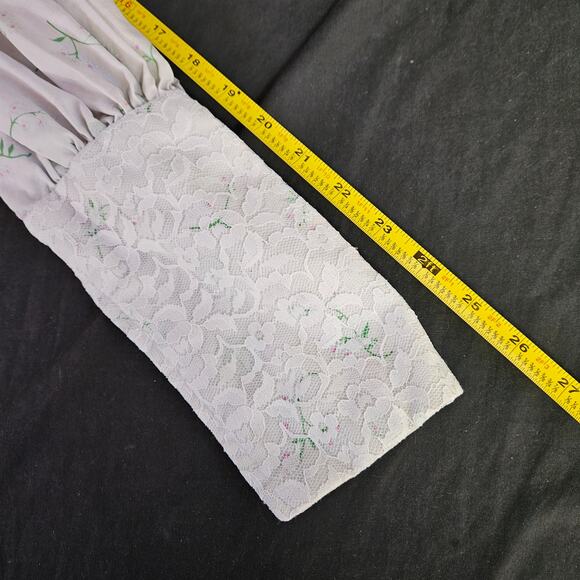 Vintage Floral Maxi Dress Size S Lace Long Sleeve Milkmaid Prairie Cottagecore - Picture 6 of 10